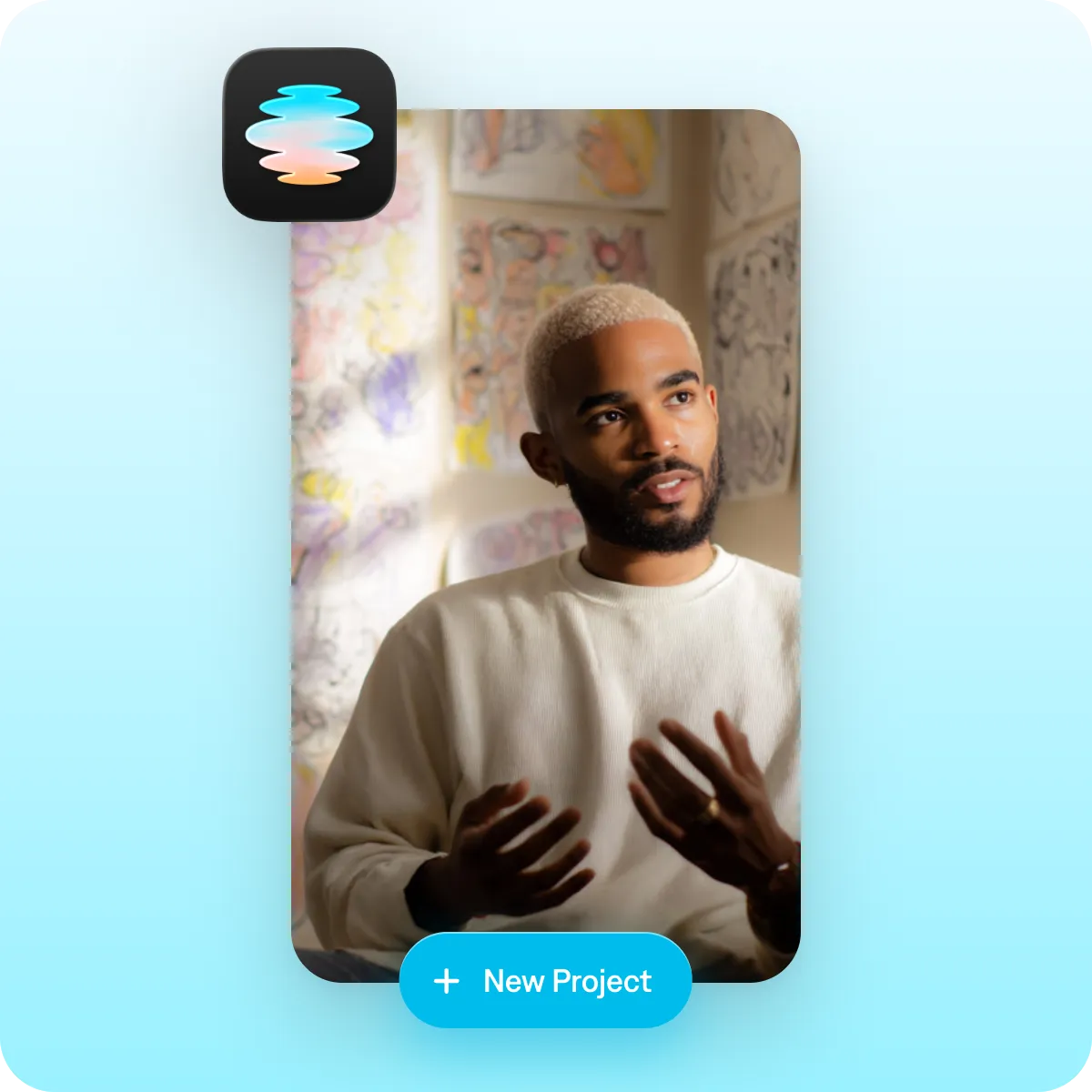 Screenshot of the Captions app showing how to start a new project