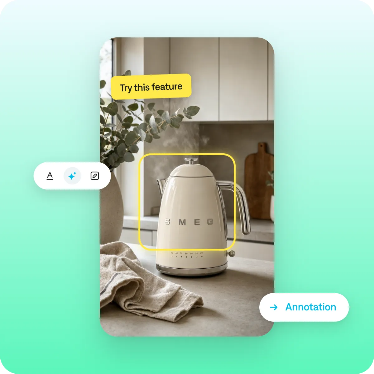 Screenshot showing how to highlight key product features with text overlays or arrows in Captions