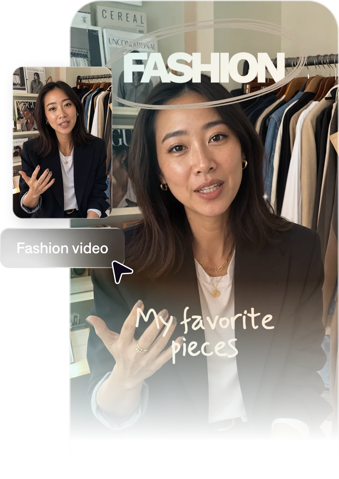 Fashion influencer creating style video content with Captions