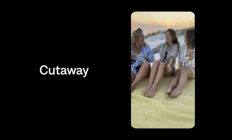 Women sit on a beach, and the scene cuts to the waves