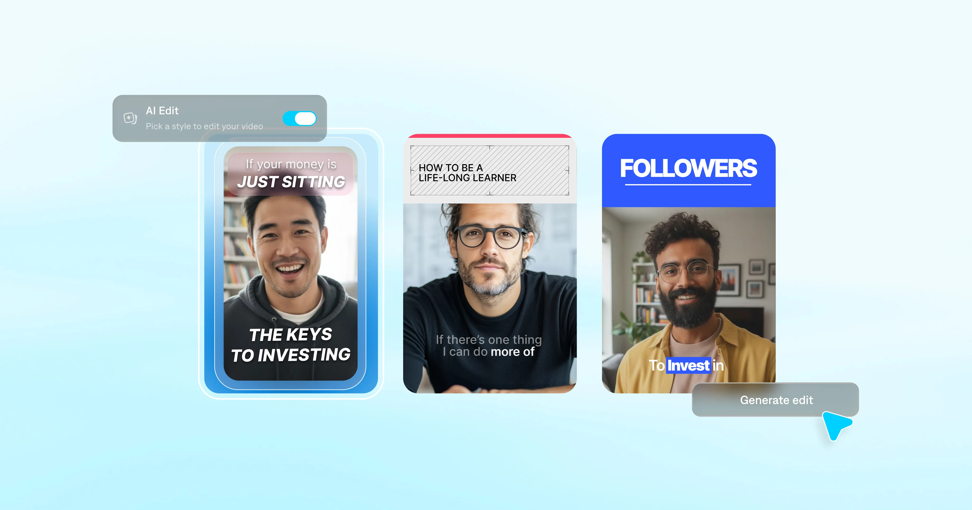 Three new AI Edit video styles, built for any business need