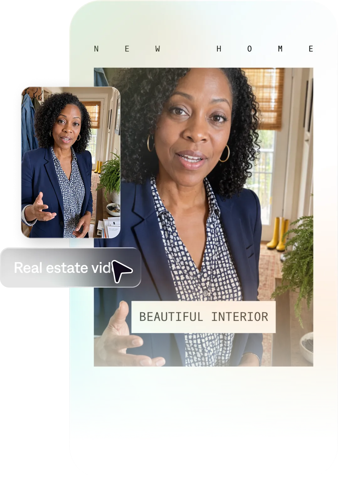 Real estate agent creating property listing video with Captions