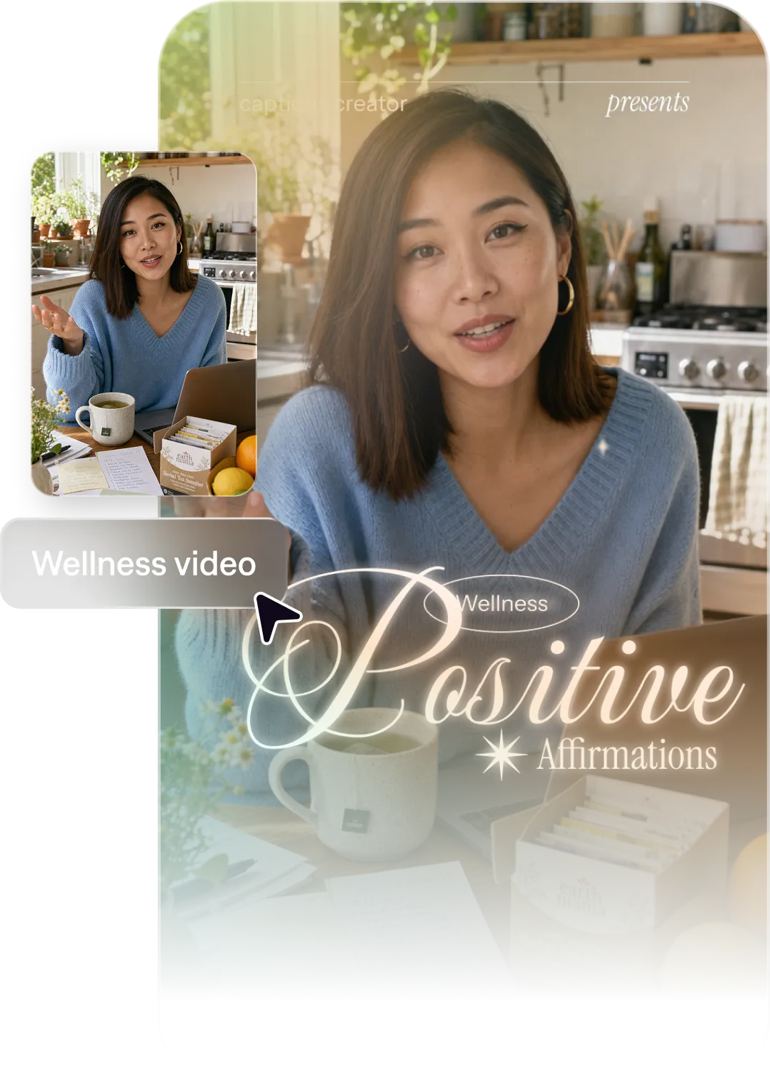 Motivational content creator using Captions to make self-help and wellness videos