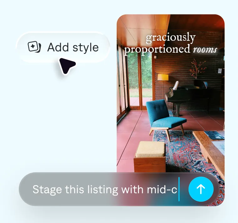 Screenshot showing how to stage and style a video scene in the Captions app