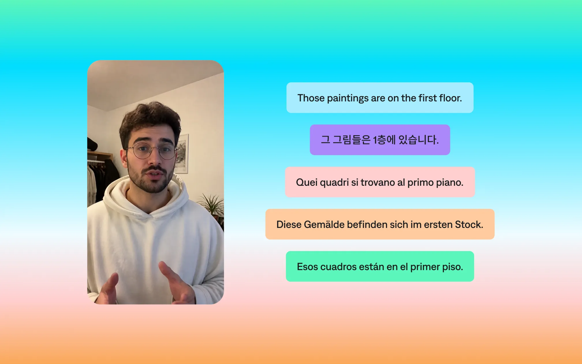 The same script translated into multiple languages for dubbing.